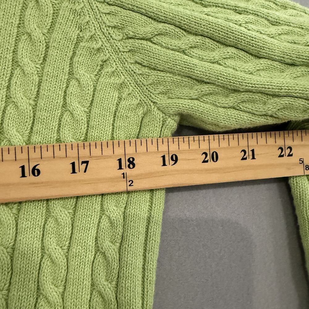 Denim & Co. Cable Knit Sweater Top Women's Small Green Pullover Fisherman NEW - Picture 7 of 9